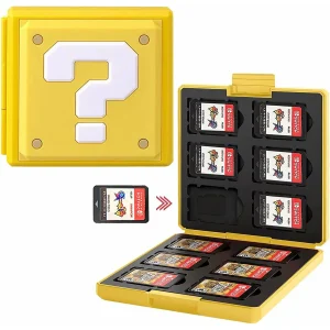 Game Case voor Nintendo Switch + Lite | 12 Sleuven | Game Card Case, Opbergkoffer voor 12 Spellen | Geel Blok