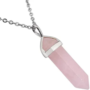 Helende Kristallen Hanger | 1 Stuk | Natuurlijke Gepolijste Edelsteen met Ketting (48cm) voor Reiki, Chakra, Feng Shui | Rozenkwarts