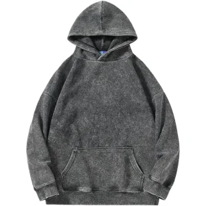 Oversized Hoodie Dames - Vintage Washed Pullover - Y2K Sweatshirt met Capuchon en Fleece Katoen - Retro Gebruikte Look - Lange Mouwen met Kangoeroezak - Casual Sweater voor Herfst en Winter