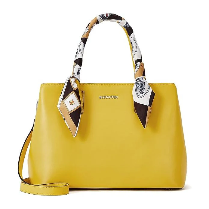 BOSTANTEN Luxe Dames Handtassen van Echt Napa Leer - Elegante Designer Schoudertas in Geel met Exclusieve Pure Zijden Sjaal, Stijlvolle Ritssluiting en Zijden Voering, Perfect Voor Dagelijks Gebruik en Speciale Gelegenheden - Afbeelding 2