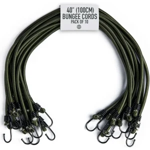 10 Stuks – Elastische Bungee Koorden 100 cm – Spanbanden met Haken – 8 mm Dikke Bagagespanners – J-Haak Sjorbanden – Weerbestendige Koorden voor Kamperen Vervoer Tuinwerk Fietsen Outdoor Gebruik – UV-Bestendig en Verstelbaar