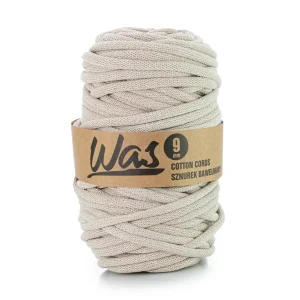 WAS, katoenen koord met polyester kern, gevlochten, 9mm, 50m, licht beige